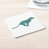 Leopard Black en Blauwgroen afdrukken Kartonnen Onderzetters (Schuin)