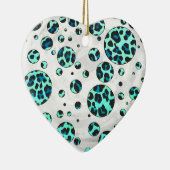 Leopard Black en Blauwgroen afdrukken Keramisch Ornament (Rechts)