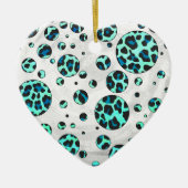 Leopard Black en Blauwgroen afdrukken Keramisch Ornament (Voorkant)