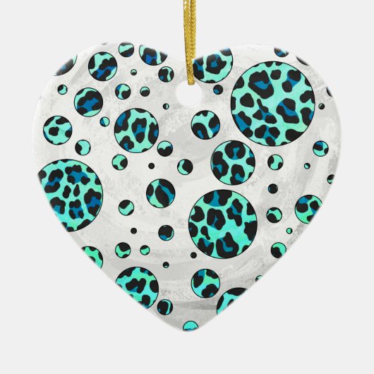 Leopard Black en Blauwgroen afdrukken Keramisch Ornament (Voorkant)
