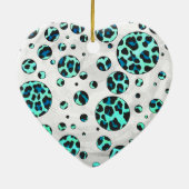 Leopard Black en Blauwgroen afdrukken Keramisch Ornament (Achterkant)