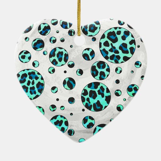 Leopard Black en Blauwgroen afdrukken Keramisch Ornament (Achterkant)