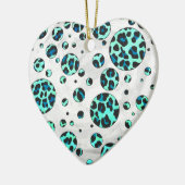 Leopard Black en Blauwgroen afdrukken Keramisch Ornament (Links)