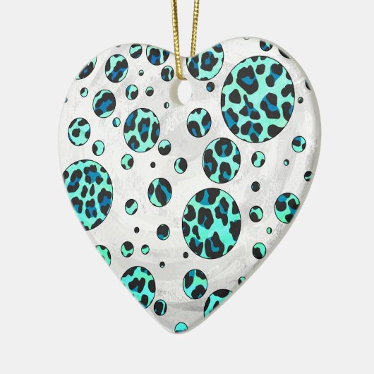 Leopard Black en Blauwgroen afdrukken Keramisch Ornament (Links)
