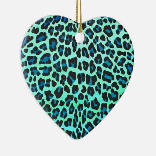 Leopard Black en Blauwgroen afdrukken Keramisch Ornament (Rechts)