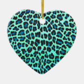 Leopard Black en Blauwgroen afdrukken Keramisch Ornament (Voorkant)