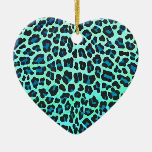 Leopard Black en Blauwgroen afdrukken Keramisch Ornament (Voorkant)