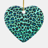 Leopard Black en Blauwgroen afdrukken Keramisch Ornament (Achterkant)