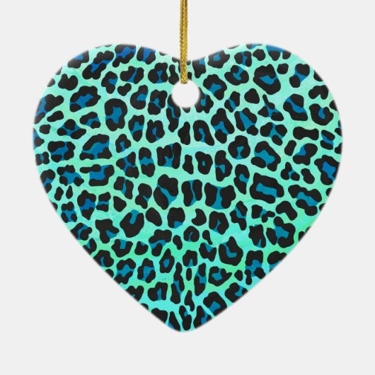 Leopard Black en Blauwgroen afdrukken Keramisch Ornament (Achterkant)