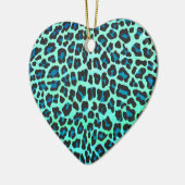 Leopard Black en Blauwgroen afdrukken Keramisch Ornament (Links)