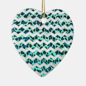 Leopard Black en Blauwgroen afdrukken Keramisch Ornament (Rechts)