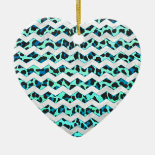 Leopard Black en Blauwgroen afdrukken Keramisch Ornament