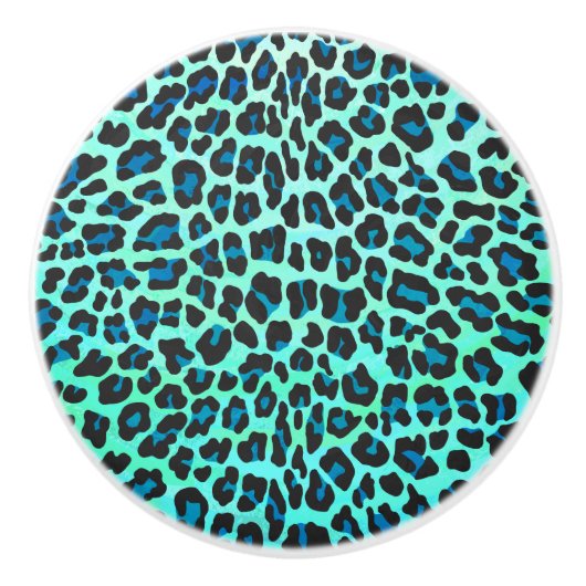 Leopard Black en Blauwgroen afdrukken Keramische Knop (Voorkant)