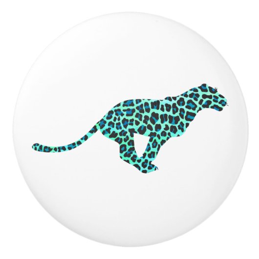 Leopard Black en Blauwgroen afdrukken Keramische Knop (Voorkant)