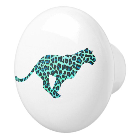 Leopard Black en Blauwgroen afdrukken Keramische Knop (Rechts)