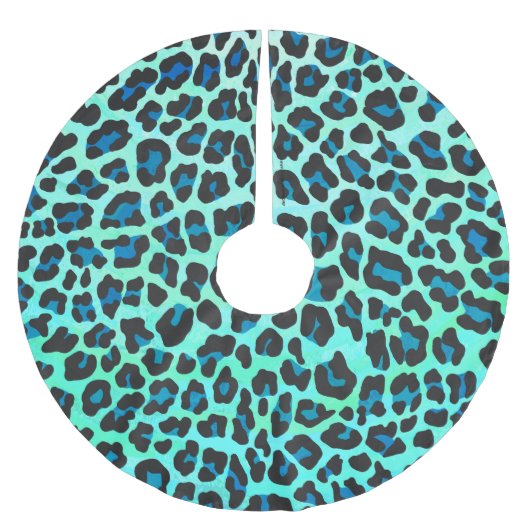 Leopard Black en Blauwgroen afdrukken Kerstboom Rok (Voorkant)