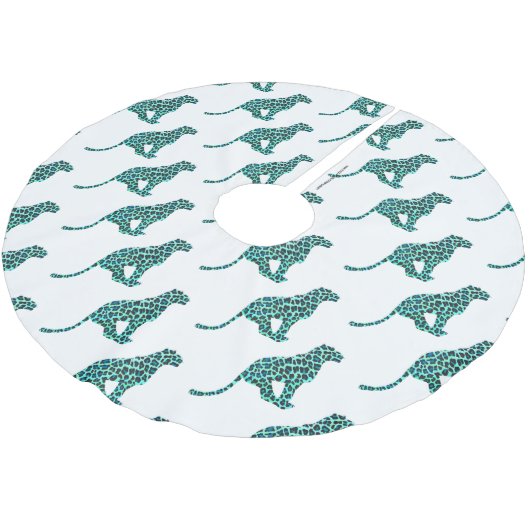 Leopard Black en Blauwgroen afdrukken Kerstboom Rok (Gekanteld)