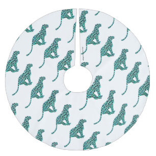 Leopard Black en Blauwgroen afdrukken Kerstboom Rok