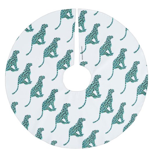 Leopard Black en Blauwgroen afdrukken Kerstboom Rok (Voorkant)