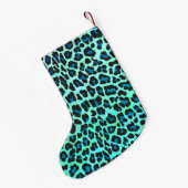 Leopard Black en Blauwgroen afdrukken Kleine Kerstsok (Achterkant (Hangend))