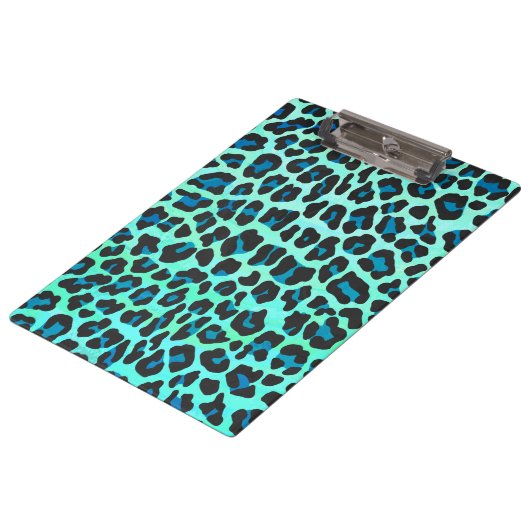 Leopard Black en Blauwgroen afdrukken Klembord (Gekanteld)