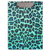 Leopard Black en Blauwgroen afdrukken Klembord (Voorkant)