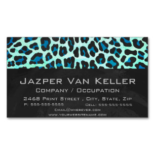 Leopard Black en Blauwgroen afdrukken Magnetisch Visitekaartje