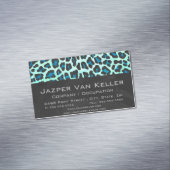 Leopard Black en Blauwgroen afdrukken Magnetisch Visitekaartje (Voorbeeld)