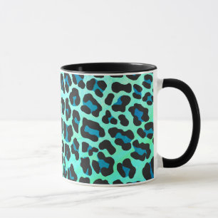 Leopard Black en Blauwgroen afdrukken Mok