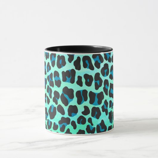 Leopard Black en Blauwgroen afdrukken Mok (Midden)