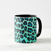 Leopard Black en Blauwgroen afdrukken Mok (Voorkant rechts)