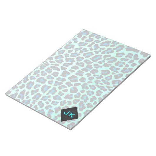 Leopard Black en Blauwgroen afdrukken Notitieblok (Schuin)