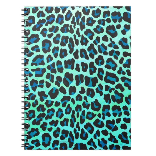 Leopard Black en Blauwgroen afdrukken Notitieboek (Voorkant)