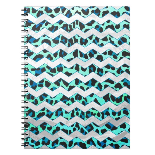 Leopard Black en Blauwgroen afdrukken Notitieboek (Voorkant)