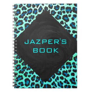 Leopard Black en Blauwgroen afdrukken Notitieboek