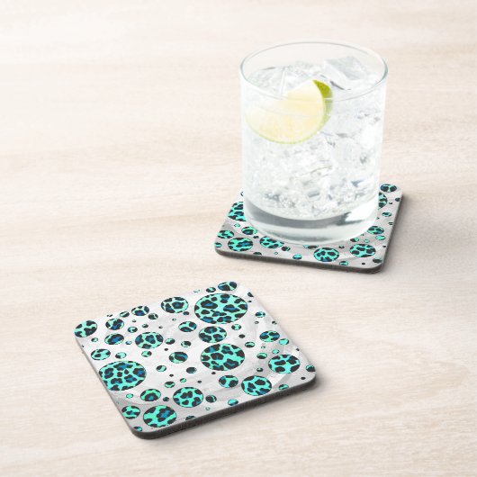 Leopard Black en Blauwgroen afdrukken Onderzetter (Rechterzijde)