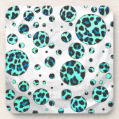 Leopard Black en Blauwgroen afdrukken Onderzetter (Voorkant)