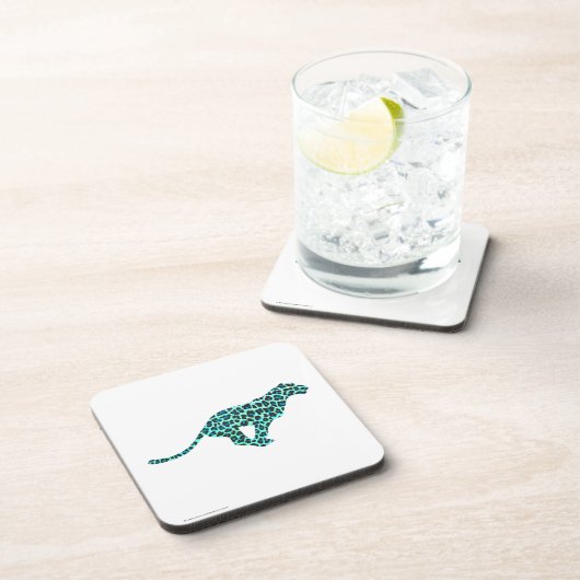 Leopard Black en Blauwgroen afdrukken Onderzetter (Rechterzijde)