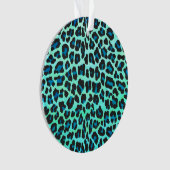 Leopard Black en Blauwgroen afdrukken Ornament (voorkant)