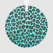 Leopard Black en Blauwgroen afdrukken Ornament (achterkant)
