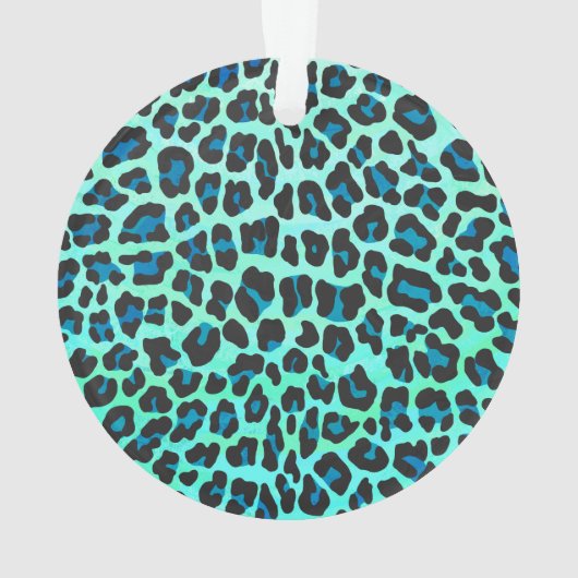 Leopard Black en Blauwgroen afdrukken Ornament (achterkant)