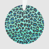 Leopard Black en Blauwgroen afdrukken Ornament (voorkant)