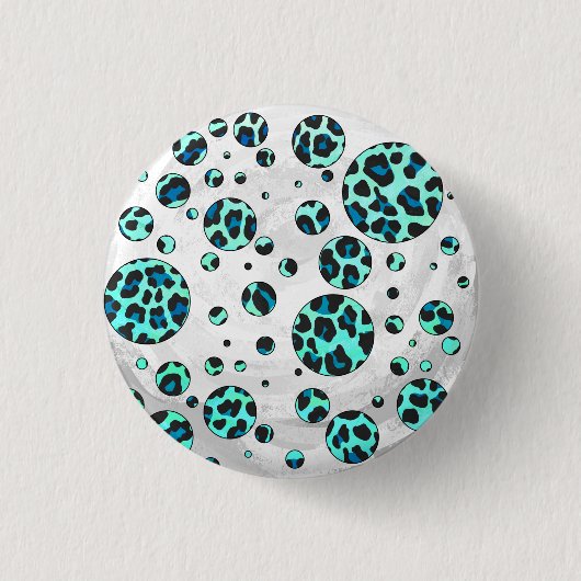 Leopard Black en Blauwgroen afdrukken Ronde Button 3,2 Cm (Voorkant)