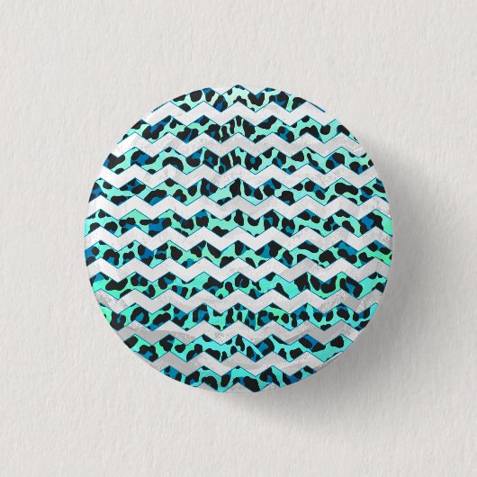 Leopard Black en Blauwgroen afdrukken Ronde Button 3,2 Cm (Voorkant)