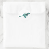 Leopard Black en Blauwgroen afdrukken Ronde Sticker (Tas)