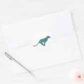Leopard Black en Blauwgroen afdrukken Ronde Sticker (Envelop)