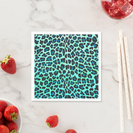 Leopard Black en Blauwgroen afdrukken Servet (Insitu)