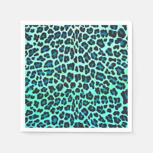 Leopard Black en Blauwgroen afdrukken Servet (Voorkant)