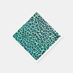 Leopard Black en Blauwgroen afdrukken Servet
