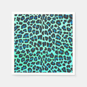 Leopard Black en Blauwgroen afdrukken Servetten